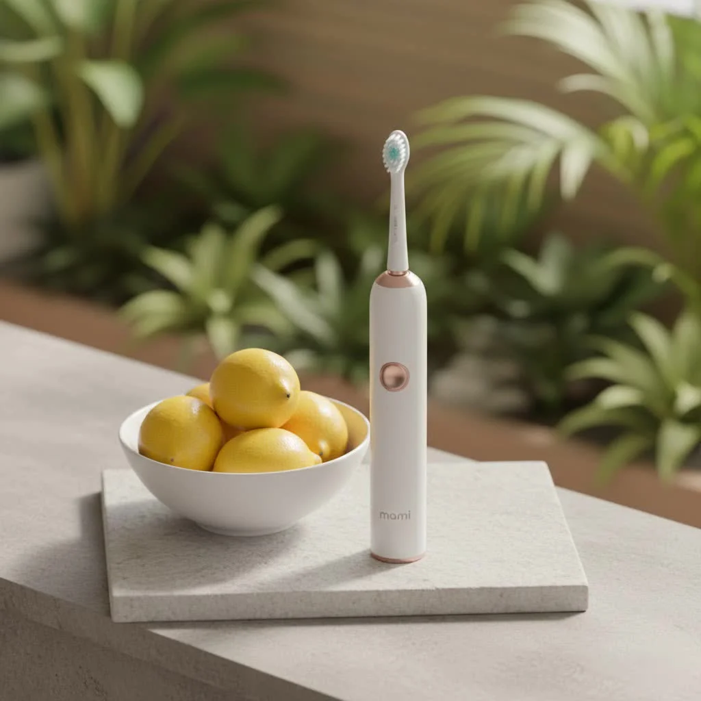 Electric toothbrush with a clean brush head and handle