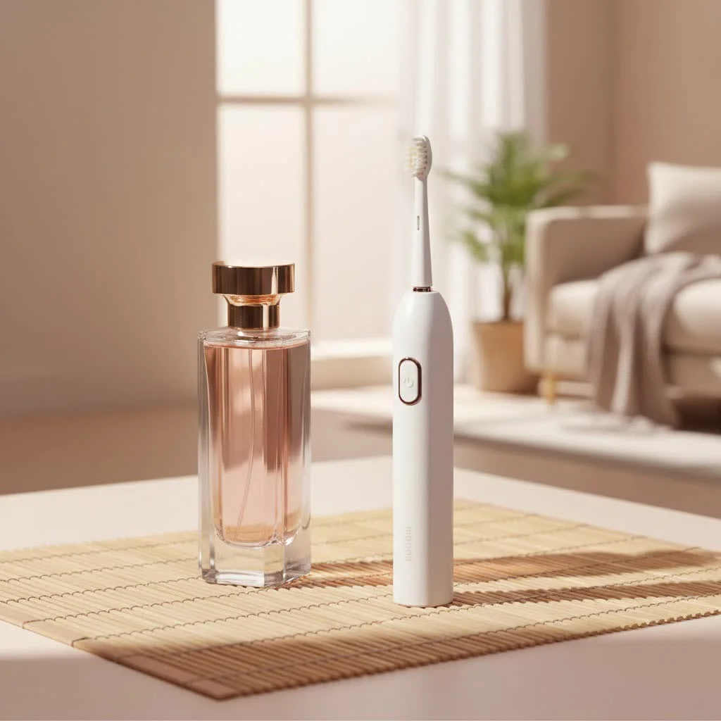 Person holding a Philips Sonicare electric toothbrush