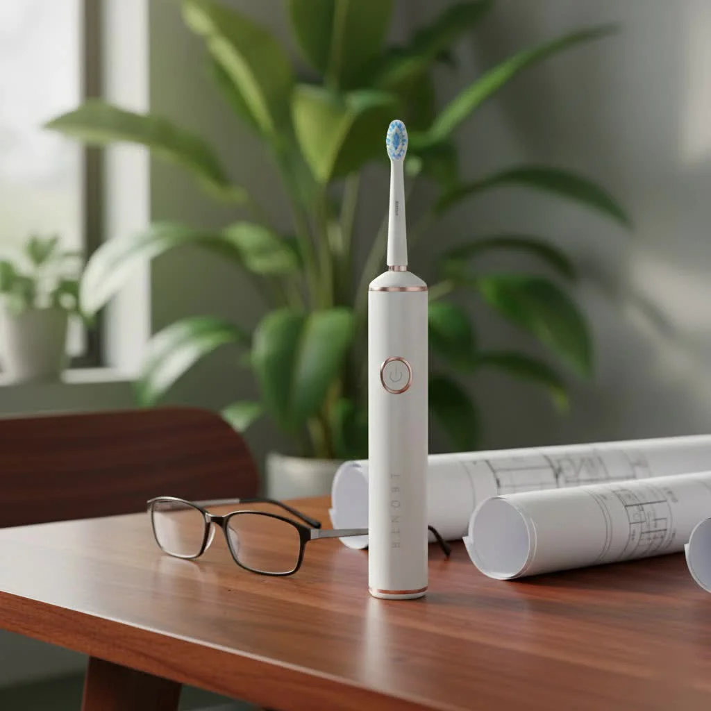 Oral-B electric toothbrush charging on its base