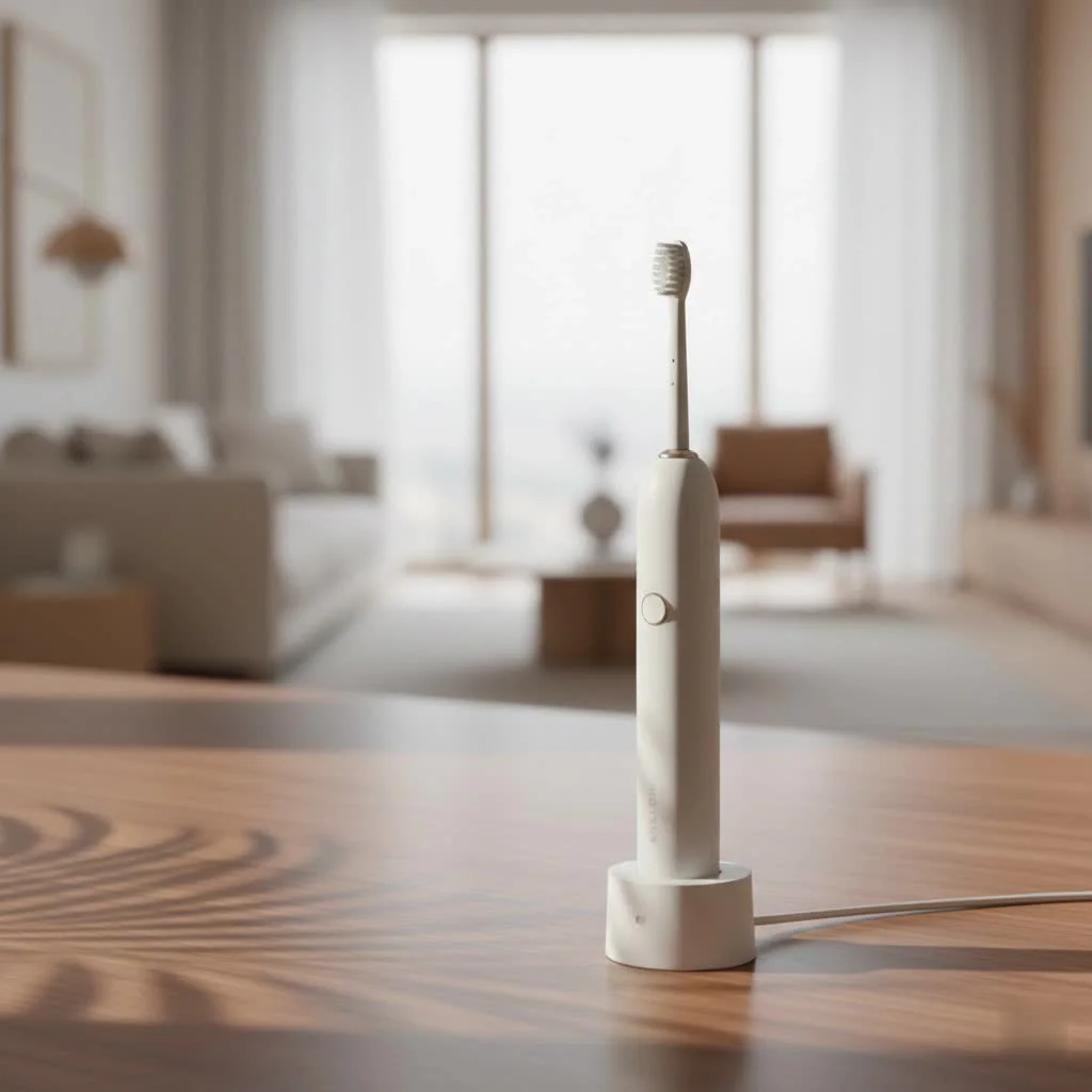 Electric toothbrush and travel accessories on a map