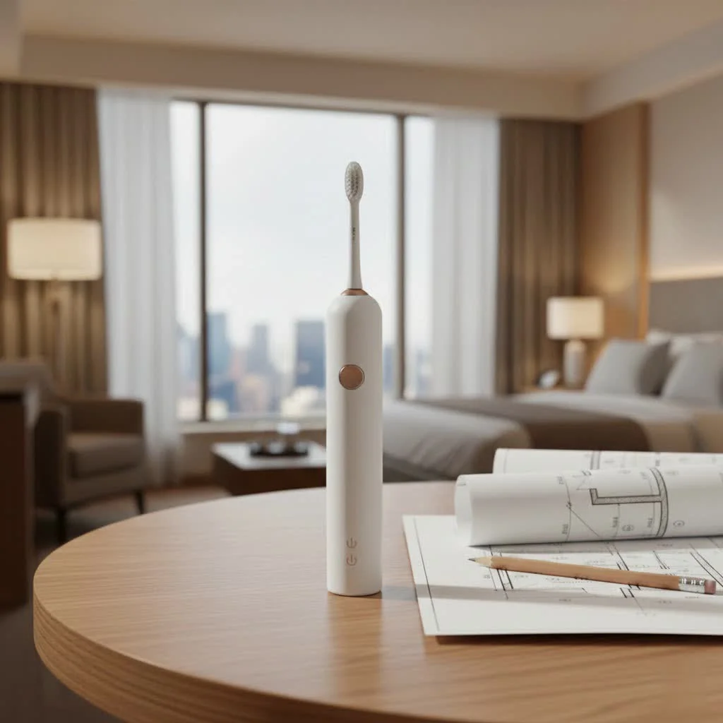Person holding an electric toothbrush
